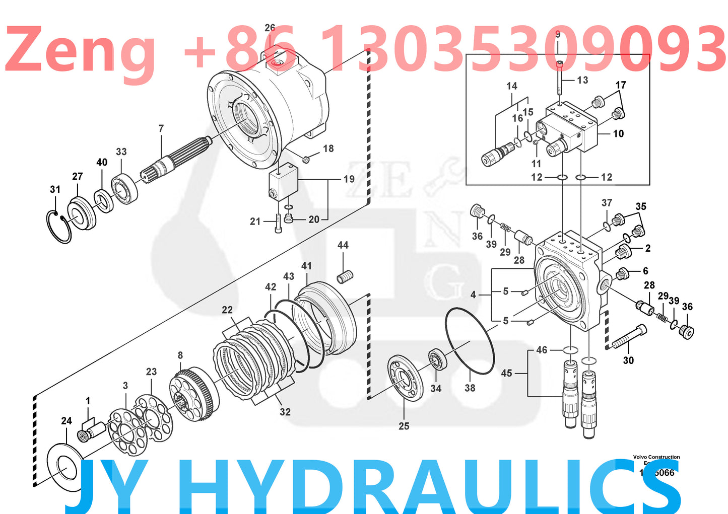VOLVO EC480D EC480DHR EC480E EC480EHR PL4809D EXCAVATOR VOE14612482 VOE14673219 SWING MOTOR PARTS