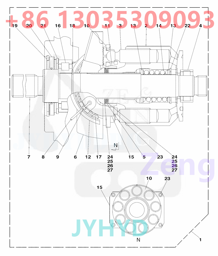 CASE CX130 EXCAVATOR KNJ2742 HYDRAULIC PUMP ROTARY GROUP