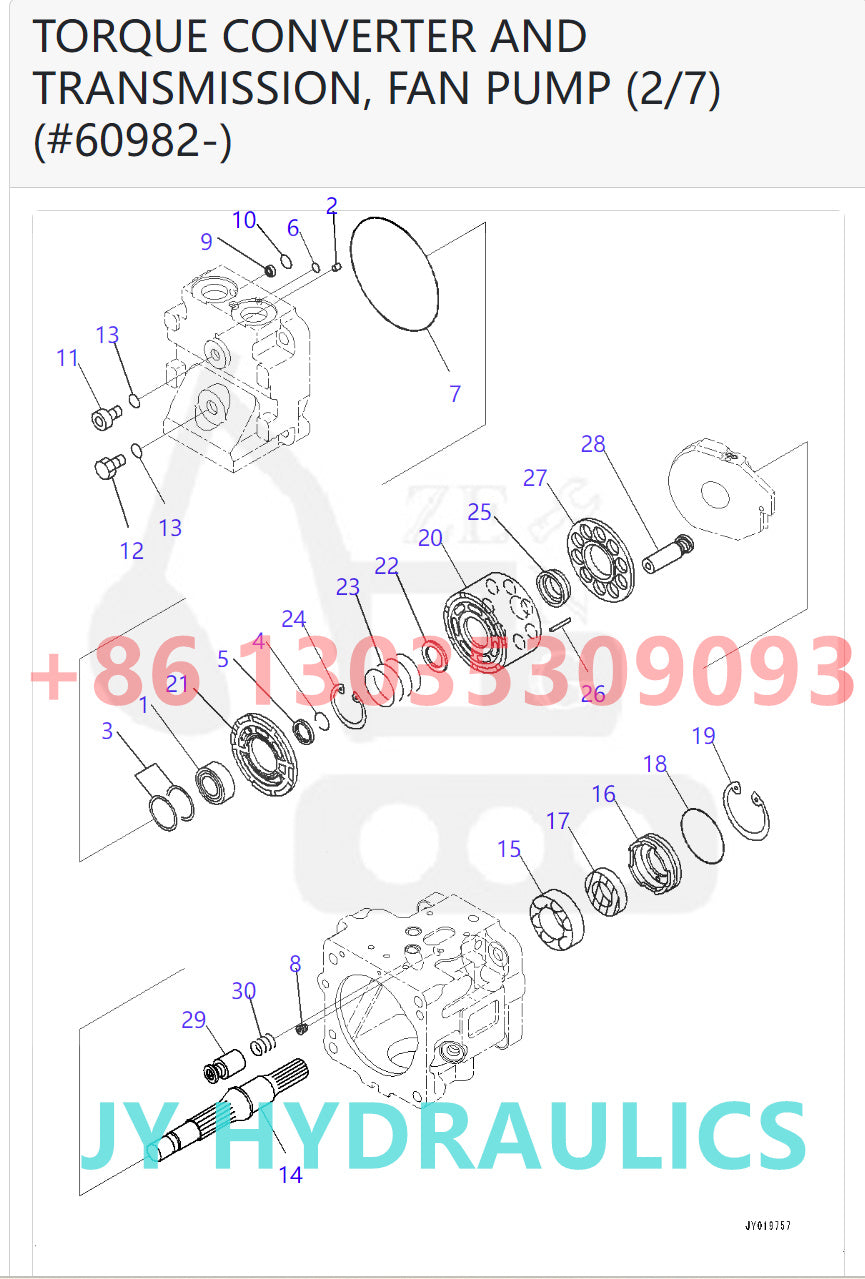 KOMATSU WA600-6 WA600-6R WD600-6 WHEEL LOADER 708-1T-00433 708-1T-01433 FAN PUMP ROTARY GROUP AND SPARE PARTS