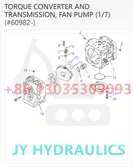 KOMATSU WA600-6 WA600-6R WD600-6 WHEEL LOADER 708-1T-00433 708-1T-01433 FAN PUMP ROTARY GROUP