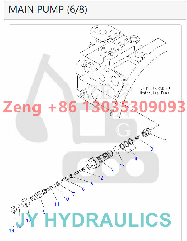 KOMATSU PC130-7 PC130-7K EXCAVATOR 708-1L-00650 708-1L-01650 HYDRAULIC PUMP ROTARY GROUP AND SPARE PARTS