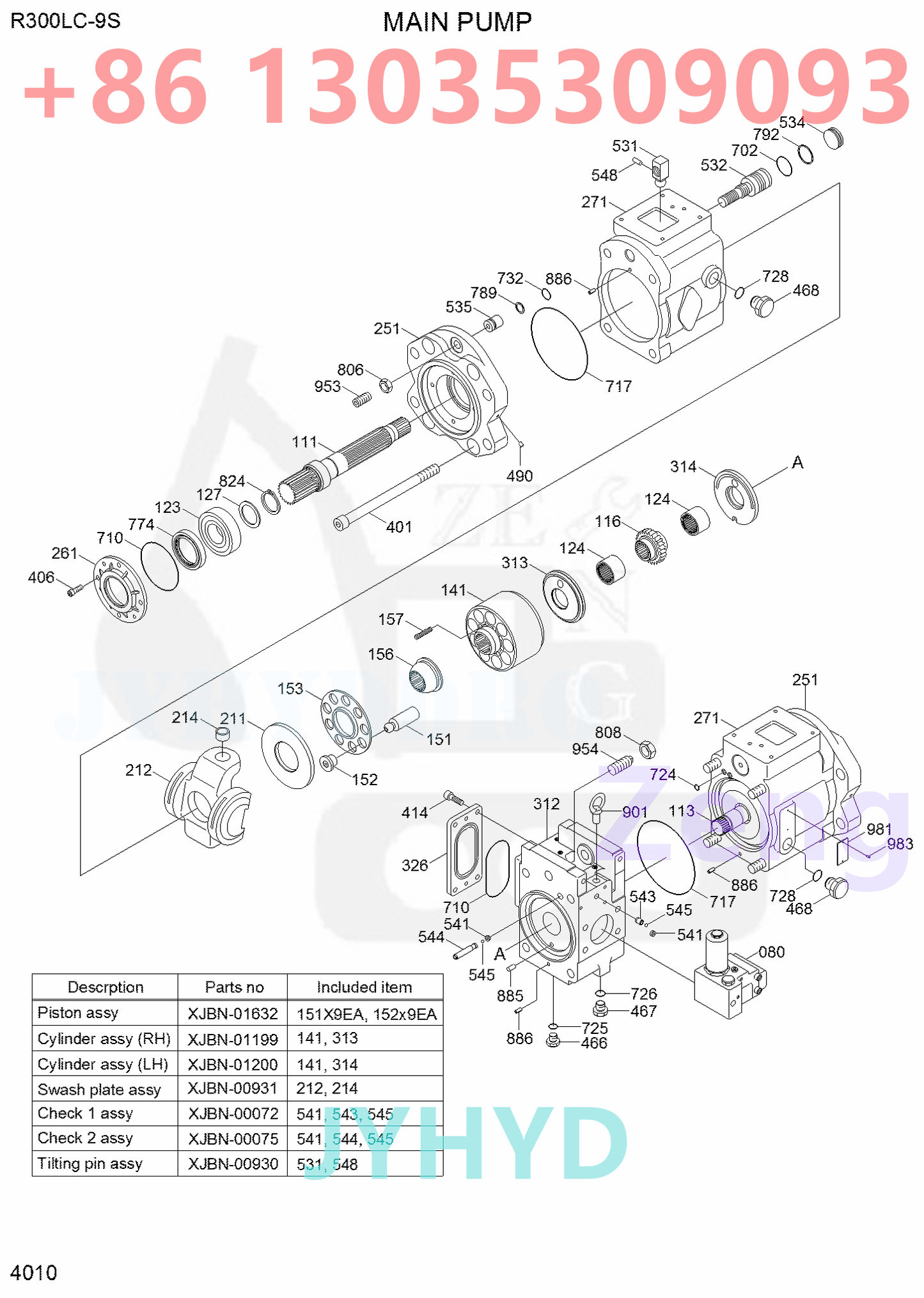 HYUNDAI 31Q8-10030 XJBN-01640 HYDRAULIC PUMP ROTARY GROUP