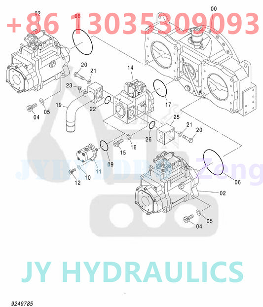 HITACHI ZX850-3 ZX850-3F ZX850LC-3-DH ZX870H-3 ZX870H-3F ZX870H-3-HCMC ZX870R-3 ZX870R-3F EXCAVATOR 4635787 HYDRAULIC PISTON PUMP ROTARY GROUP