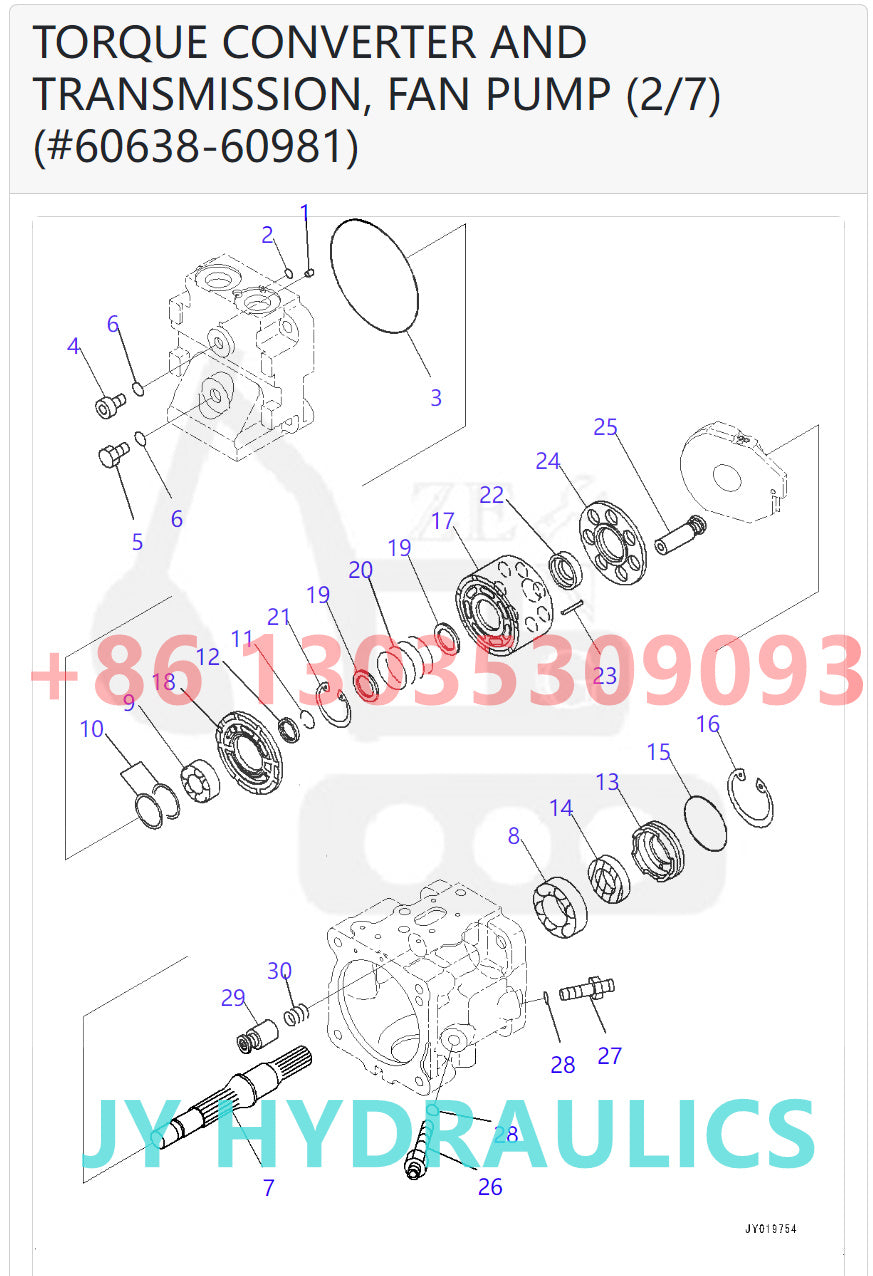 KOMATSU WA600-6 WA600-6R WD600-6 WHEEL LOADER 708-1T-00431 708-1T-01431 FAN PUMP ROTARY GROUP