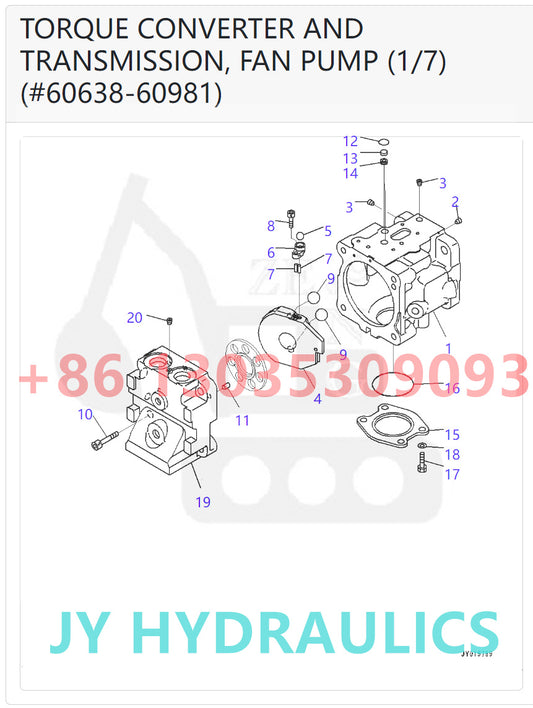 KOMATSU WA600-6 WA600-6R WD600-6 WHEEL LOADER 708-1T-00431 708-1T-01431 FAN PUMP ROTARY GROUP