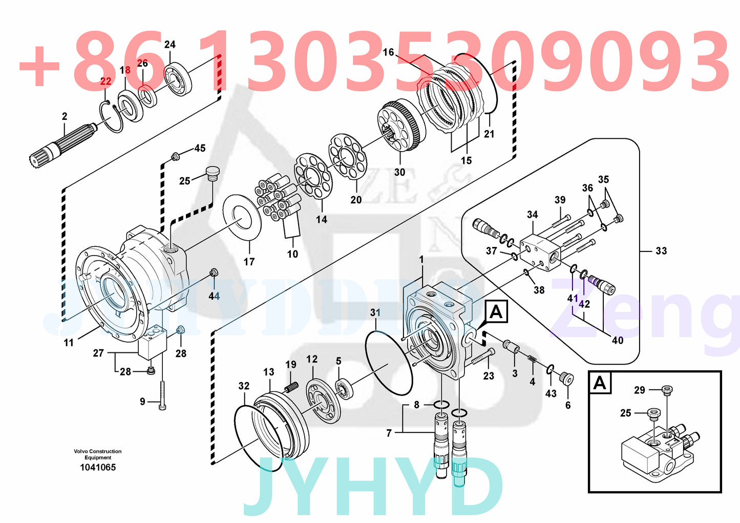 VOLVO EC240B EXCAVATOR swing motor VOE14509246 VOE14600787 housing casing sub brake valve rear flange