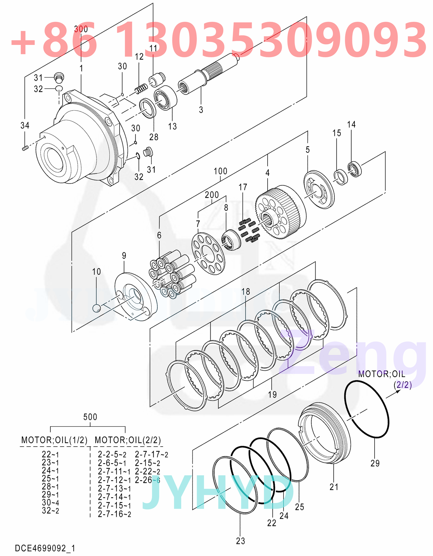 HITACHI 4699092 TRAVEL MOTOR ROTARY GROUP AND SPARE PARTS