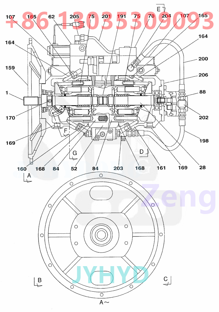 CASE CX130 EXCAVATOR KNJ2742 HYDRAULIC PUMP ROTARY GROUP AND SPARE PARTS