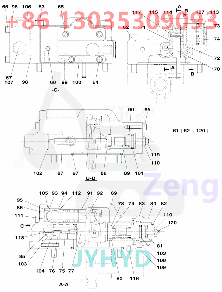 CASE CX130 EXCAVATOR KNJ3023 HYDRAULIC PUMP ROTARY GROUP