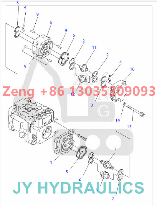 Komatsu PC35MR-3 excavator 708-3S-00710 708-3S-00711 708-3S-01720 hydraulic pump rotary group