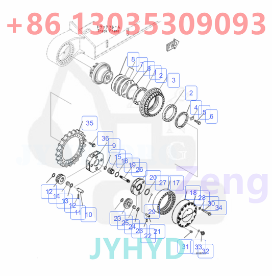 KOMATSU PC500LC-10R EXCAVATOR FINAL DRIVE TRAVEL GEARBOX