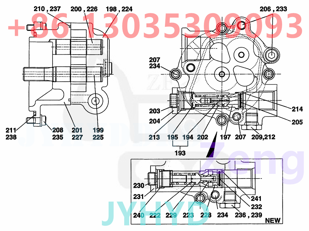 CASE CX130 EXCAVATOR KNJ3021 PUMP ROTARY GROUP AND SPARE PARTS